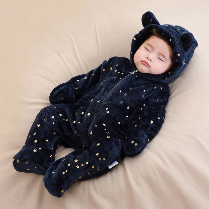 Newborn Flannel Jumpsuit – Warm Cartoon Romper - image 3