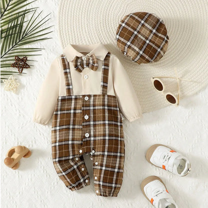Baby Boy Gentleman Set – Suspenders Jumpsuit & Hat - image 6
