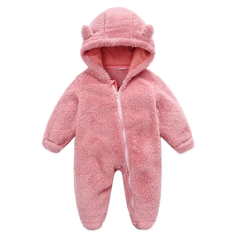 Baby Hooded Plush Romper – Warm Winter Comfort - image 8