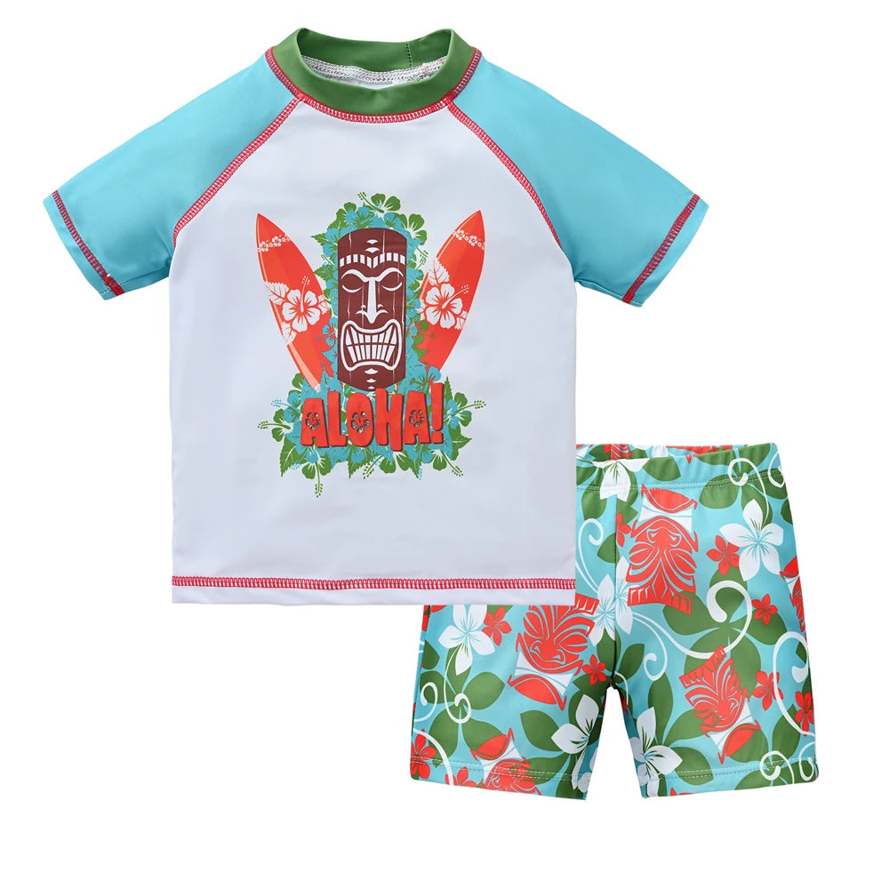 Boys 2-Piece Swimsuit Set – Cool Print 1–7 Years