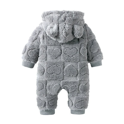 Baby Velvet Hooded Romper – Warm Cartoon Comfort
