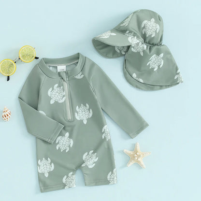 Baby Boys Rash Guard Set – Turtle & Dinosaur Print - image 4