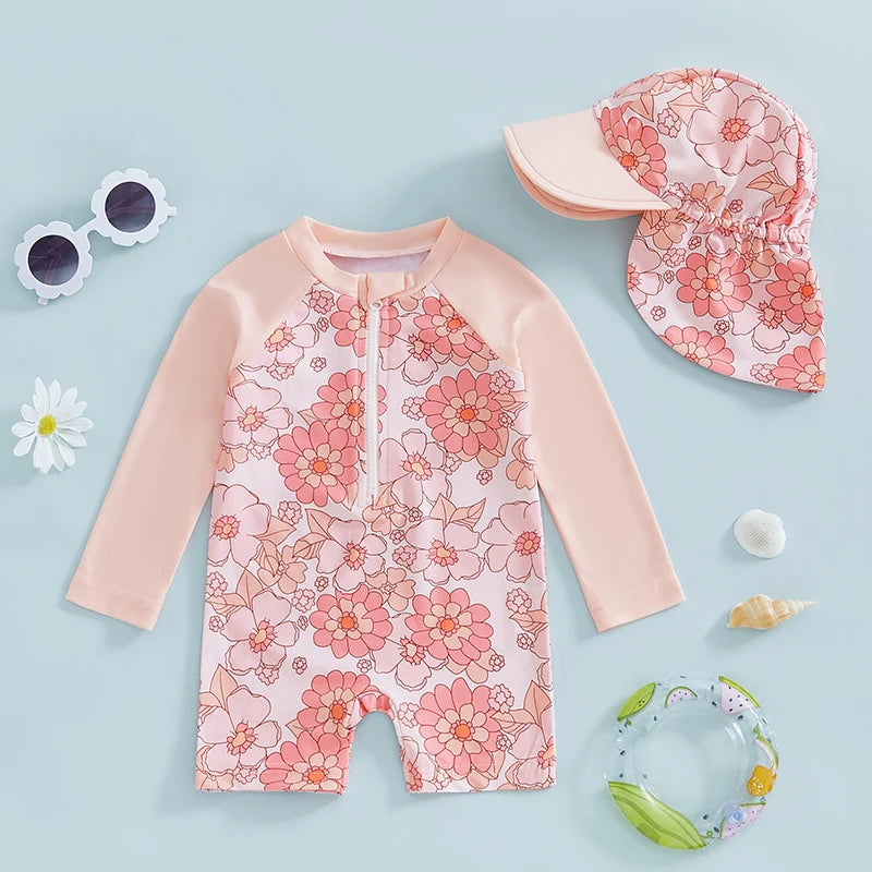 Baby Girls Rash Guard Set – Floral & Flamingo Print - image 4