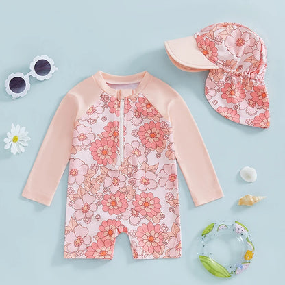Baby Girls Rash Guard Set – Floral & Flamingo Print - image 4