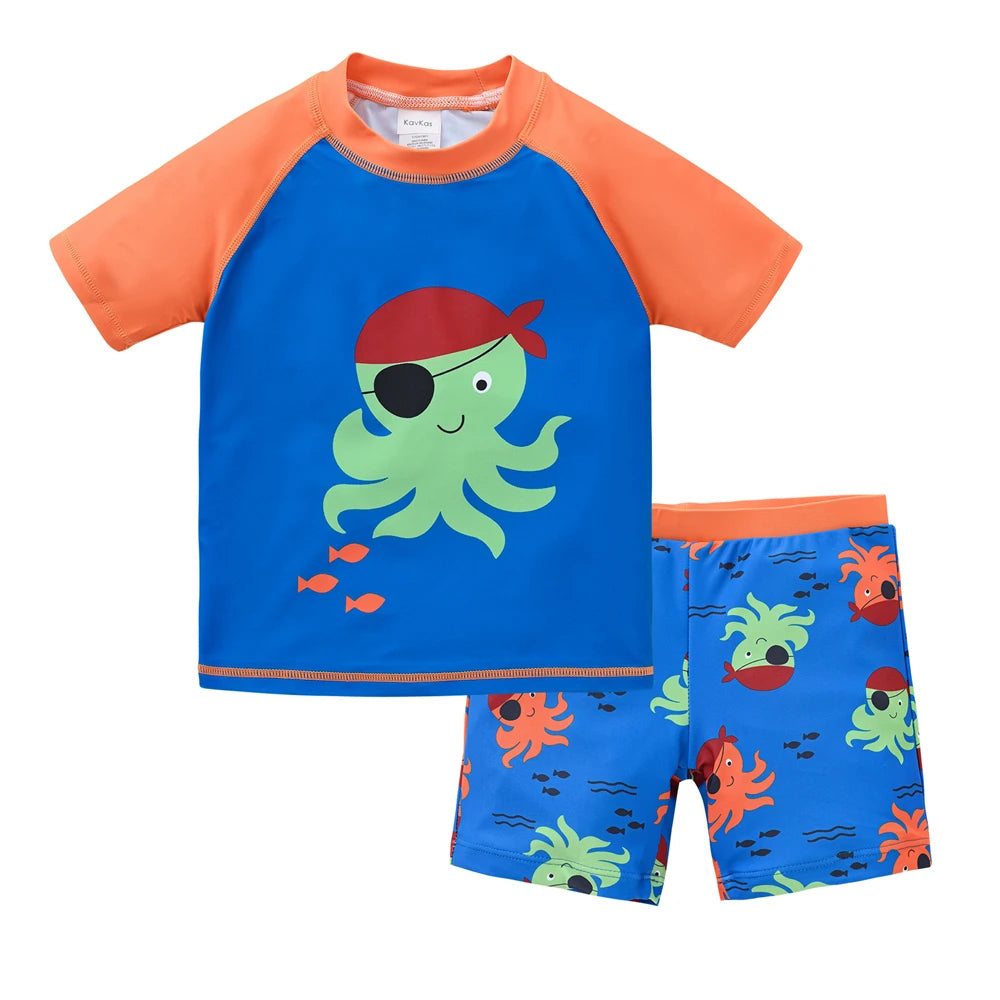 Boys 2-Piece Swimsuit Set – Cool Print 1–7 Years