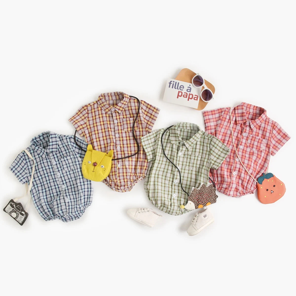 Baby Boy Plaid Bodysuit – Soft Summer Cotton Onesie