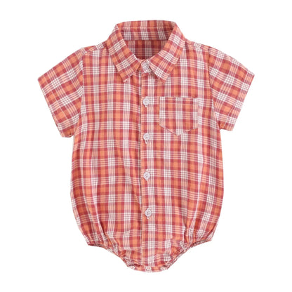 Baby Boy Plaid Bodysuit – Soft Summer Cotton Onesie