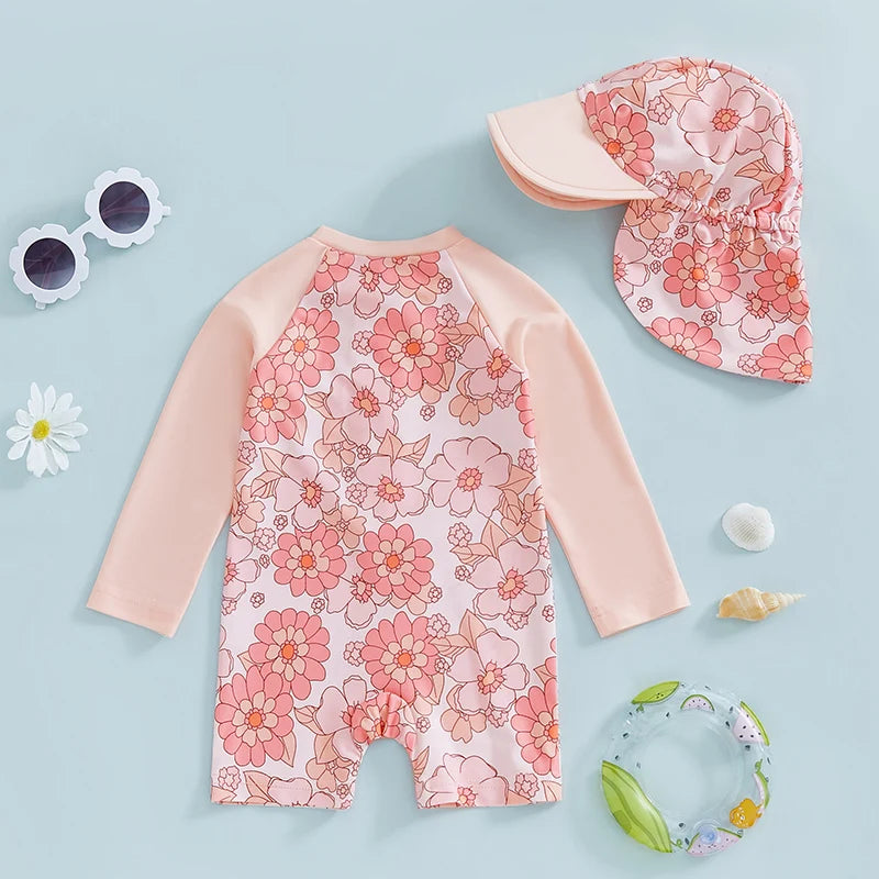 Baby Girls Rash Guard Set – Floral & Flamingo Print - image 5