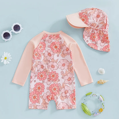 Baby Girls Rash Guard Set – Floral & Flamingo Print - image 5