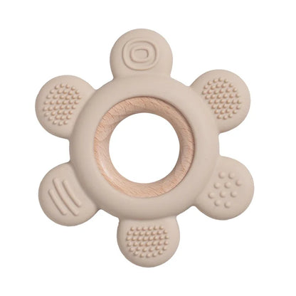 Baby Silicone Wood Teether Ring – Safe Soothing Chew Toy