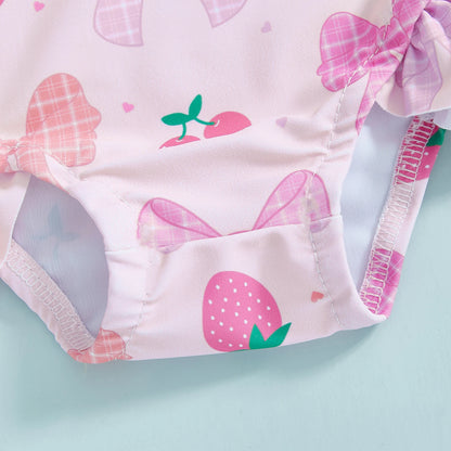 Baby Girls Floral Rash Guard with Hat – Zip Up