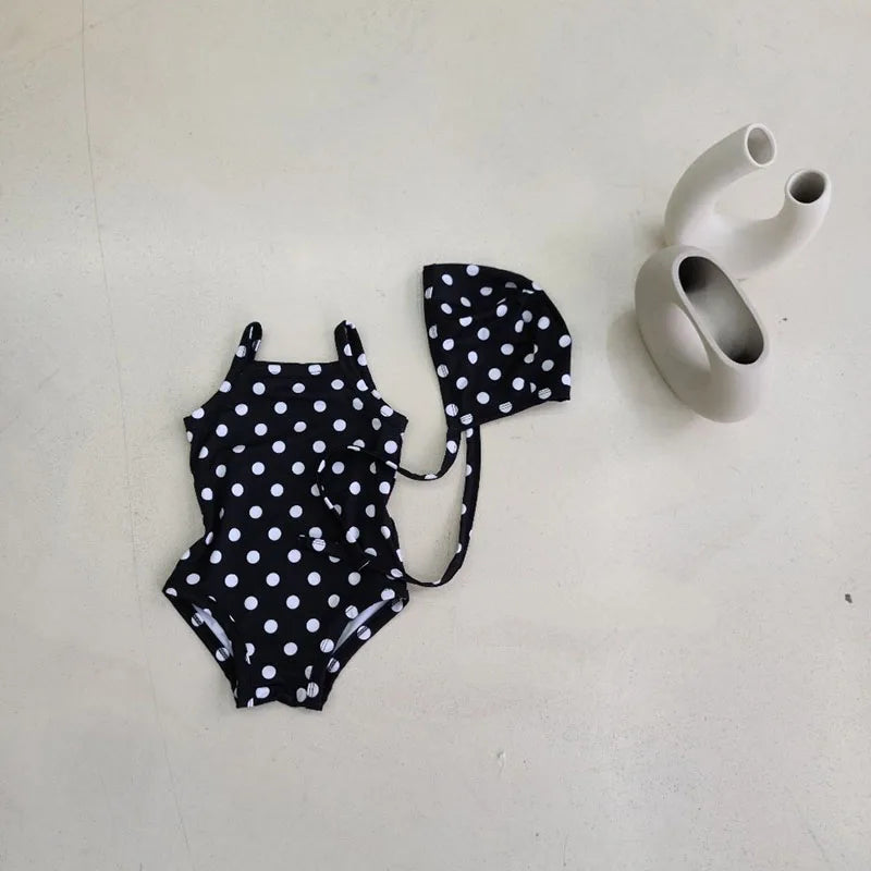 Baby Girl Swimwear Set – One-Piece with Sun Hat
