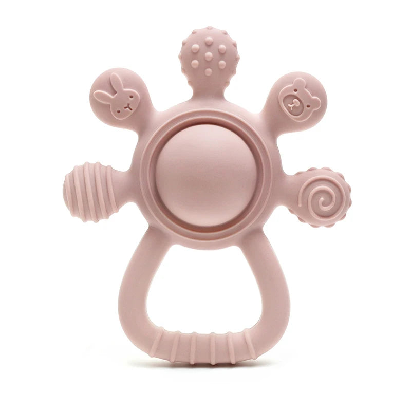 Baby Bunny Palm Rattle Teether – Safe Soothing Chew Toy