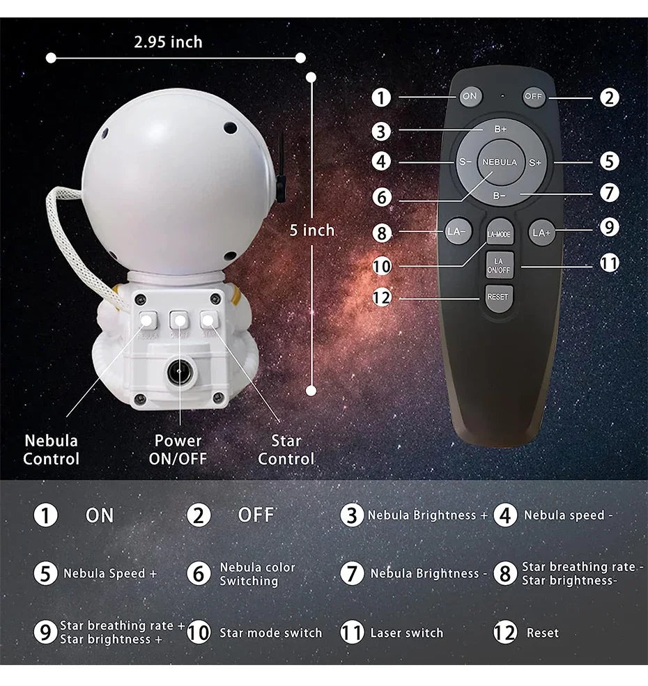 Astronaut Galaxy Star Projector Night-Light
