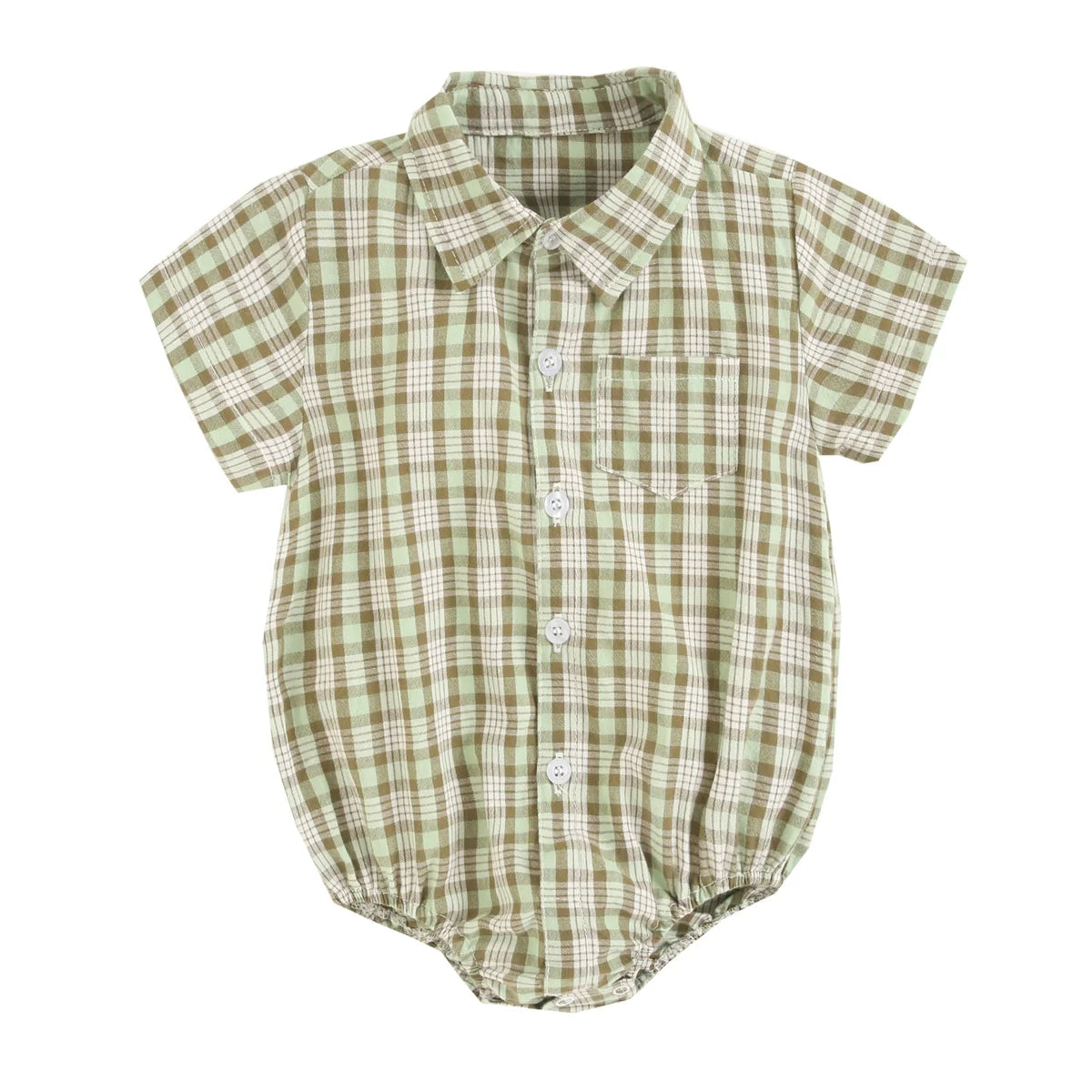 Baby Boy Plaid Bodysuit – Soft Summer Cotton Onesie