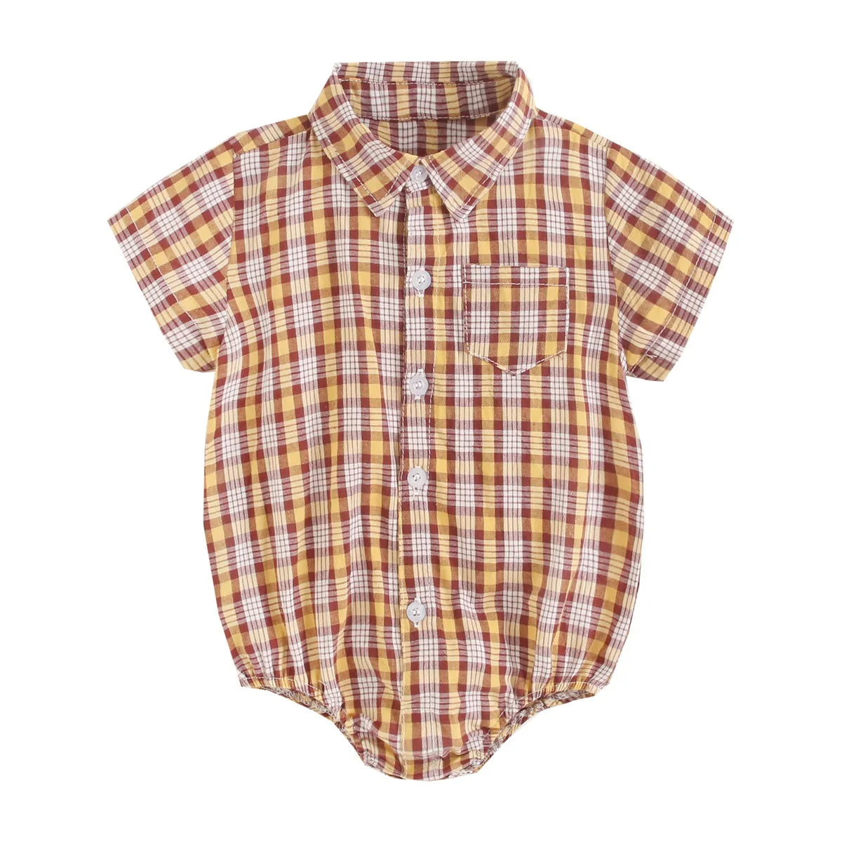 Baby Boy Plaid Bodysuit – Soft Summer Cotton Onesie