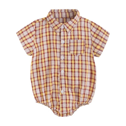 Baby Boy Plaid Bodysuit – Soft Summer Cotton Onesie