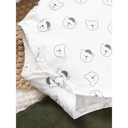 Bear Print Bodysuit & Overalls – Cozy Fall Comfort