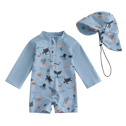 Baby Boys Rash Guard Set – Marine Animal Print