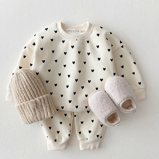 Heart Print Hoodie Set – Cozy Casual
