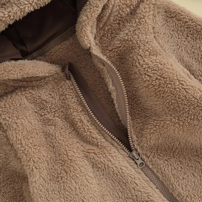 Baby Hooded Plush Romper – Warm Winter Comfort - image 4