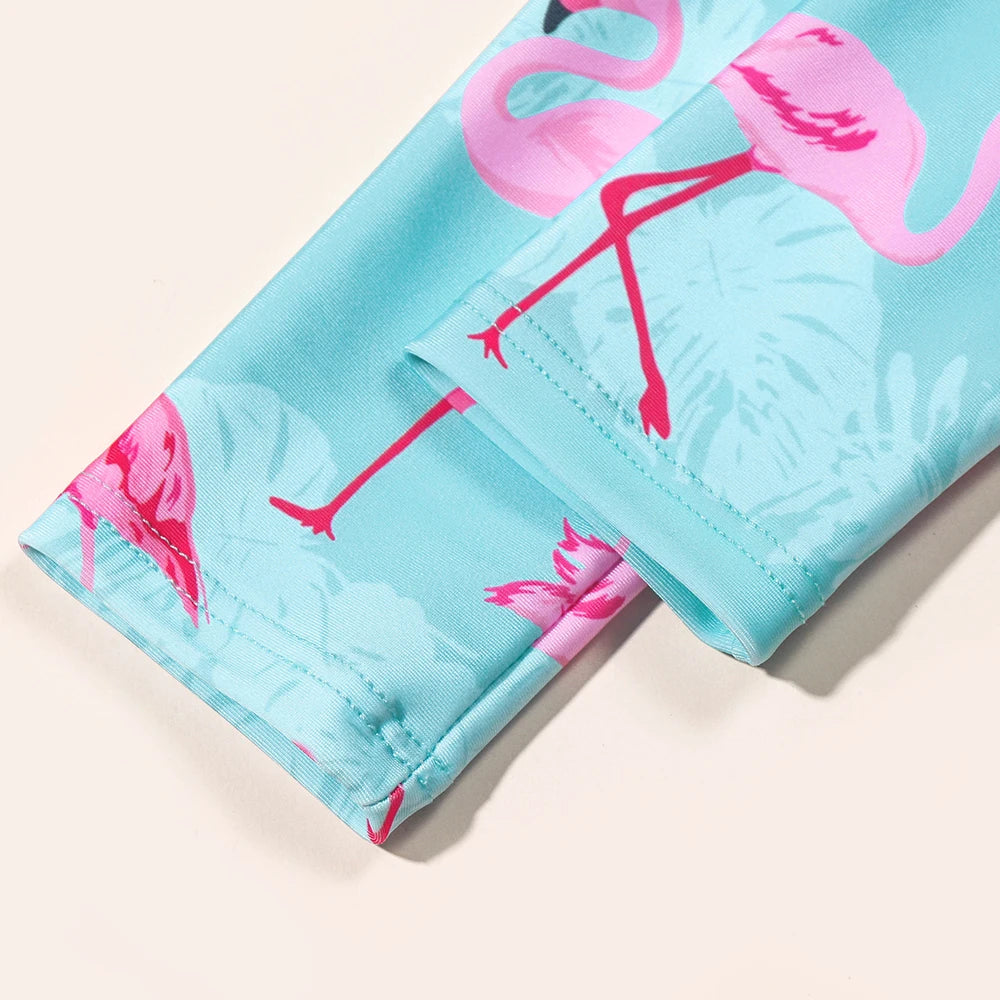 Girls Flamingo Swimsuit – Long Sleeve UV One-Piece
