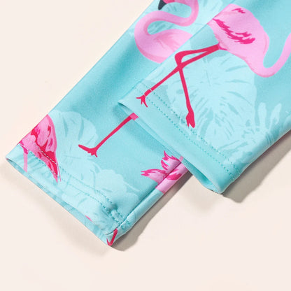 Girls Flamingo Swimsuit – Long Sleeve UV One-Piece