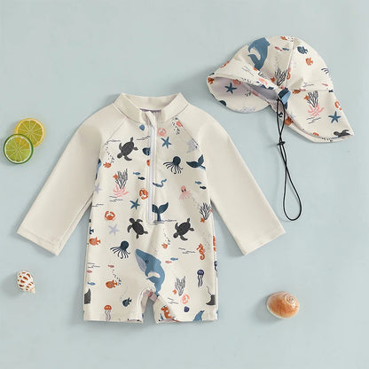 Baby Boys Rash Guard Set – Marine Animal Print