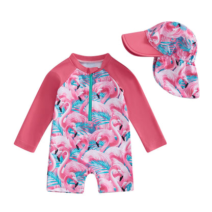 Baby Girls Rash Guard Set – Floral & Flamingo Print - image 8