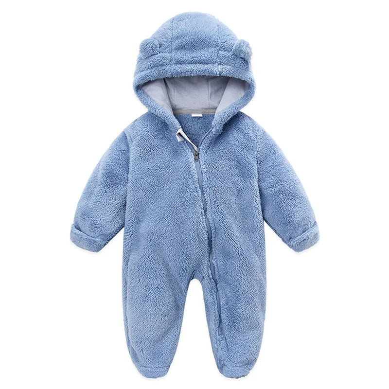 Baby Hooded Plush Romper – Warm Winter Comfort - image 11