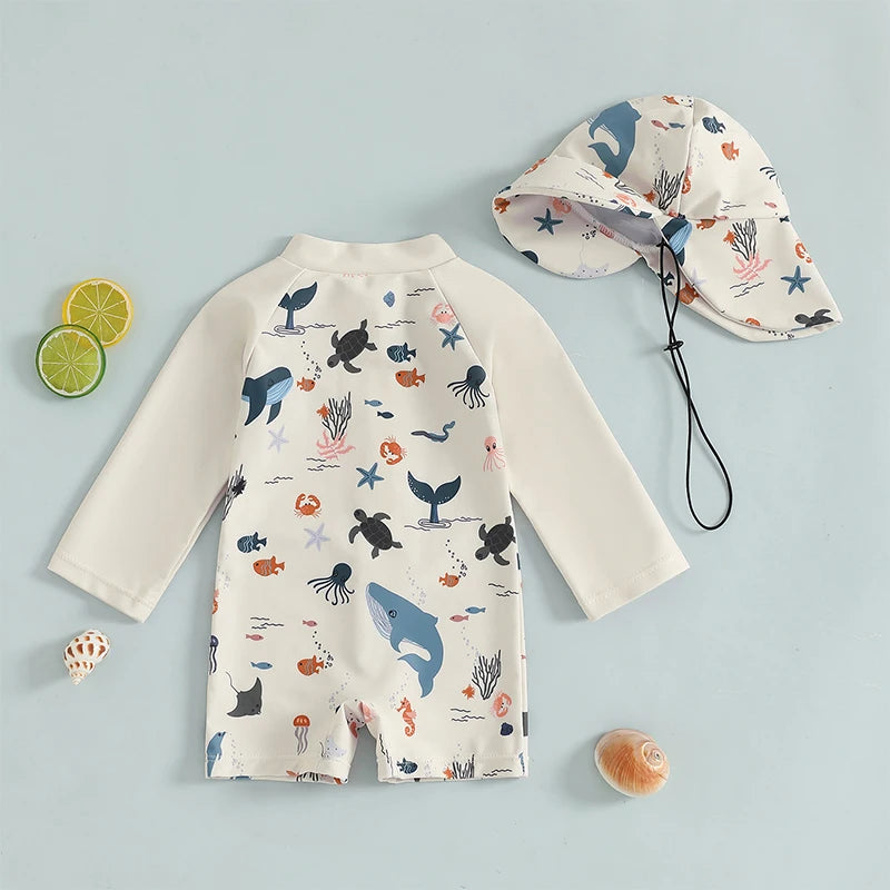Baby Boys Rash Guard Set – Marine Animal Print