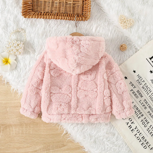 Baby Girl Pink Fleece Jacket – Heart Love Pattern