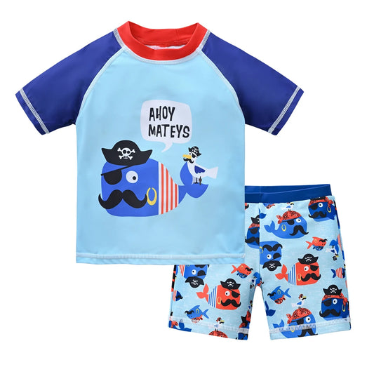 Boys 2-Piece Swimsuit Set – Cool Print 1–7 Years