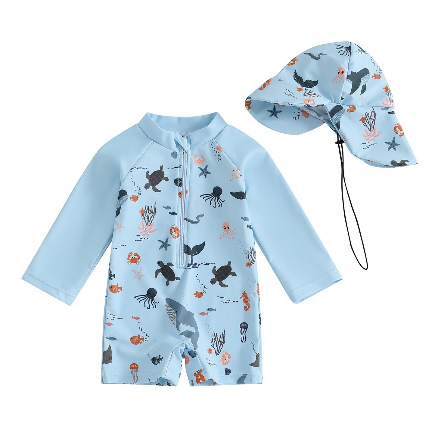 Baby Boys Rash Guard Set – Marine Animal Print