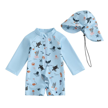 Baby Boys Rash Guard Set – Marine Animal Print