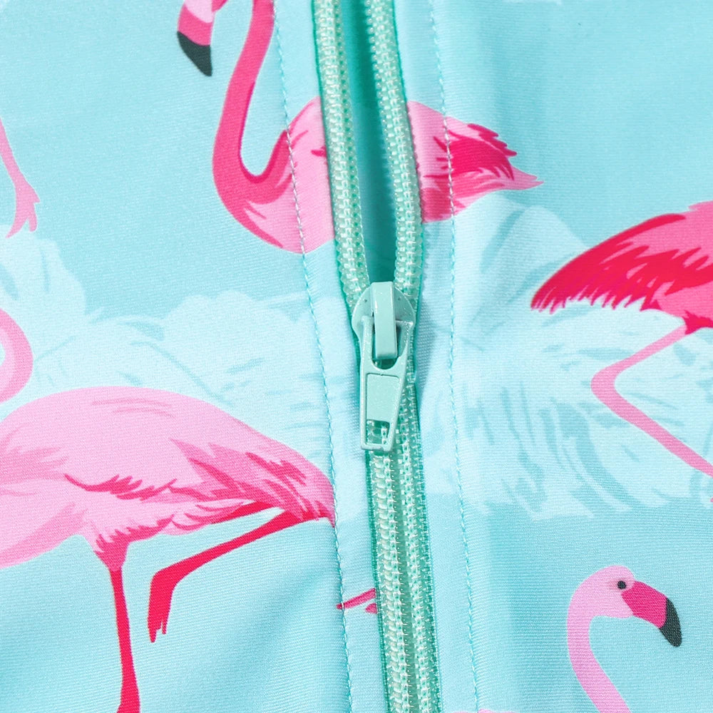 Girls Flamingo Swimsuit – Long Sleeve UV One-Piece