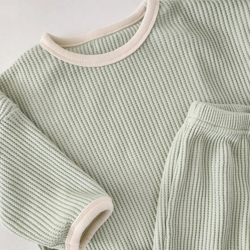 Korean Waffle Suit – Comfy 2-Piece Set