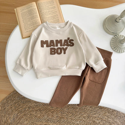 Baby "MAMA'S BOY" Graphic Sweatshirt Set – Warm Suit