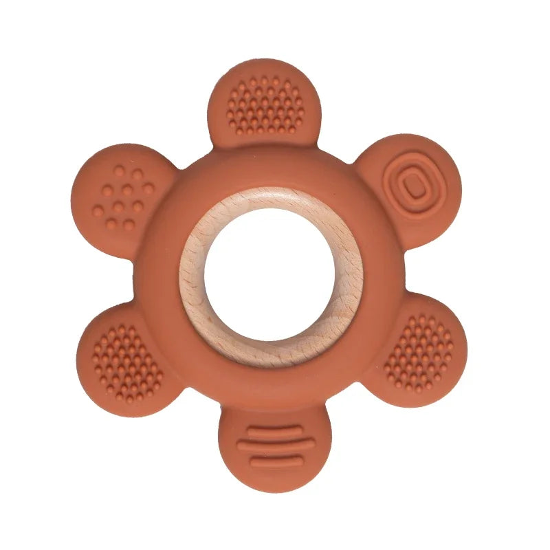 Baby Silicone Wood Teether Ring – Safe Soothing Chew Toy