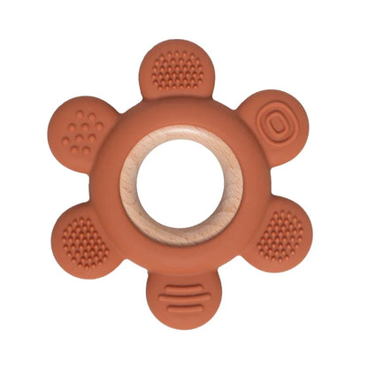 Baby Silicone Wood Teether Ring – Safe Soothing Chew Toy