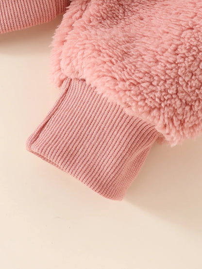 Baby Girl 3-Piece Outfit – Fuzzy Heart Set