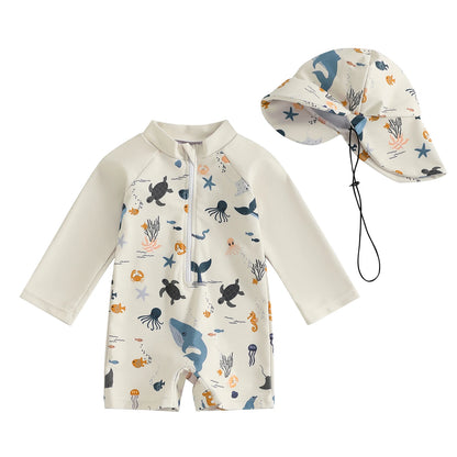 Baby Boys Rash Guard Set – Marine Animal Print