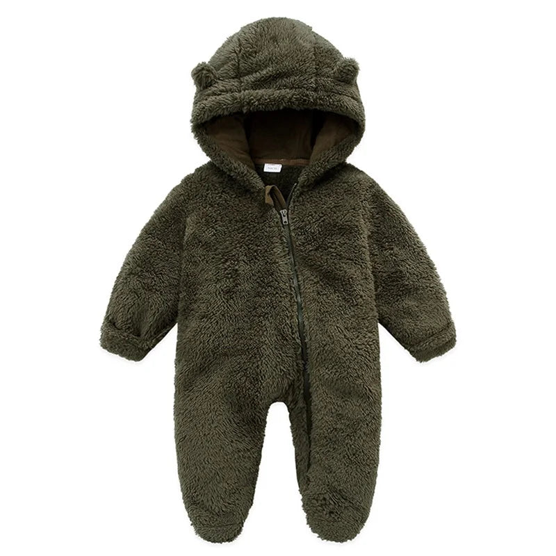 Baby Hooded Plush Romper – Warm Winter Comfort - image 9