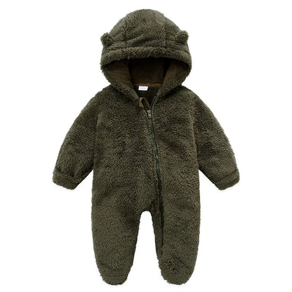 Baby Hooded Plush Romper – Warm Winter Comfort - image 9