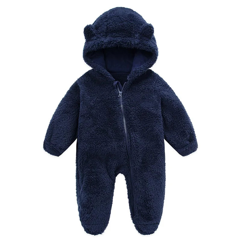 Baby Hooded Plush Romper – Warm Winter Comfort - image 7