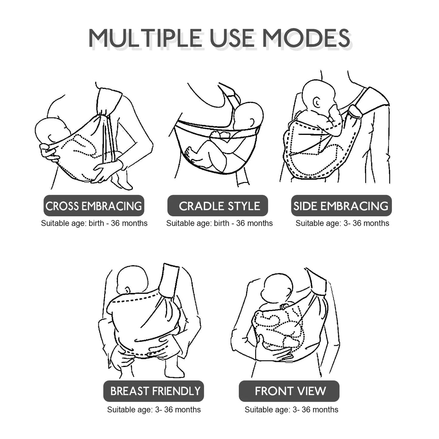 Adjustable baby carrier side sling colour option