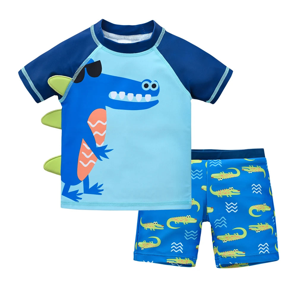 Boys 2-Piece Swimsuit Set – Cool Print 1–7 Years