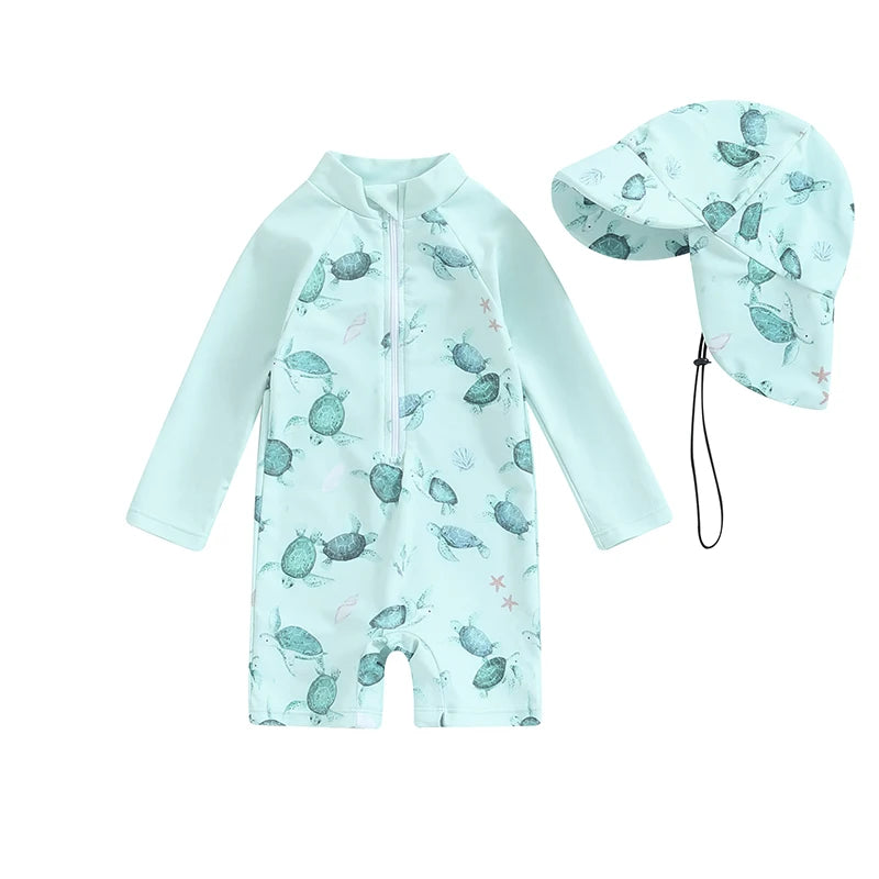 Baby Boys Rash Guard Set – Turtle & Dinosaur Print - image 8