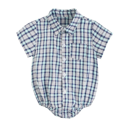 Baby Boy Plaid Bodysuit – Soft Summer Cotton Onesie