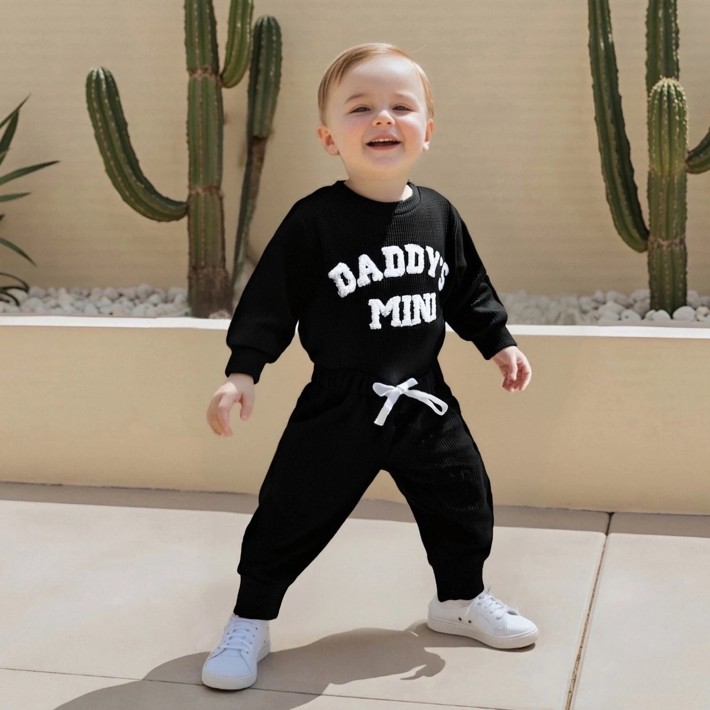 Daddy's Mini Waffle Bodysuit & Jogger Pants – Fall Fashion
